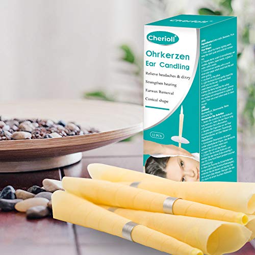 Velas para oídos, conos para velas de cera de abejas - Removedor de cera para oídos - removedor de cerumen, discos de protección para el bloqueo de oídos 12 piezas,blanco