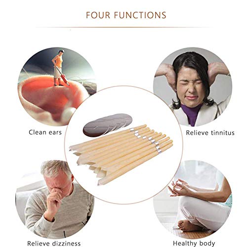 Velas para oídos, conos para velas de cera de abejas - Removedor de cera para oídos - removedor de cerumen, discos de protección para el bloqueo de oídos 12 piezas,blanco