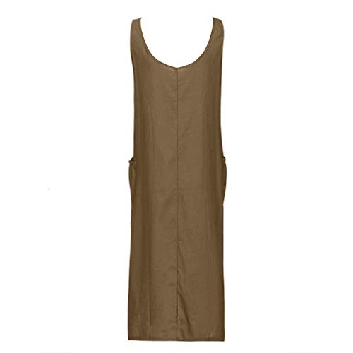 VEMOW Faldas Mujer Vestido Blusas Tops Lino de algodón sin Mangas Estilo Boho de la Vendimia Irregular Vestido(Ejercito Verde,5XL)
