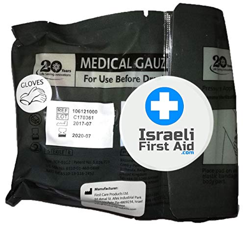 Vendaje israelí de 4" con barra de presión + kit de gasa médica y guantes