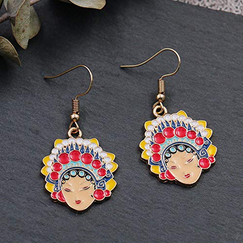 Venta De Pendientes Para Mujer Pendientes De Maquillaje Facial De La Ópera De Pekín Pendientes De Estilo Chino De Aceite De Gota Creativa