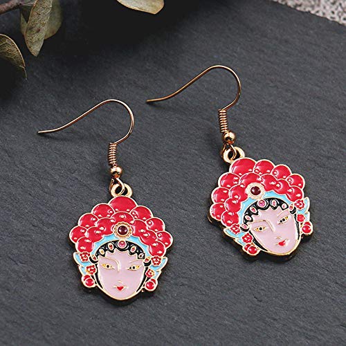 Venta De Pendientes Para Mujer Pendientes De Maquillaje Facial De La Ópera De Pekín Pendientes De Estilo Chino De Aceite De Gota Creativa