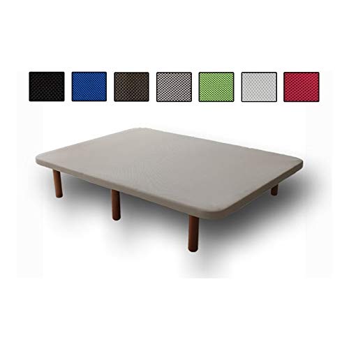 Ventadecolchones - Base tapizada Modelo Drago Súper-Reforzada con Sistema Antiruido con 7 Patas de 27 cm con 7 Barras transversales 3D Beige Medida 160 x 200 cm