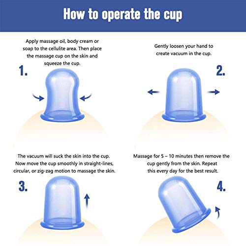 Ventosas Celulitis, DazSpirit 4 PCS Catación Silicona Pequeñas Copas Cuerpo Anti Celulitis Kit Anticelulítica Ventosas Masajeador Facial Espalda Salud Mejora la Circulación Reducir la Celulitis