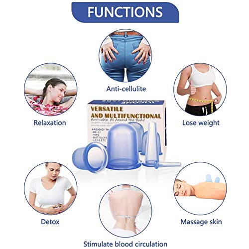 Ventosas Celulitis, DazSpirit 4 PCS Catación Silicona Pequeñas Copas Cuerpo Anti Celulitis Kit Anticelulítica Ventosas Masajeador Facial Espalda Salud Mejora la Circulación Reducir la Celulitis