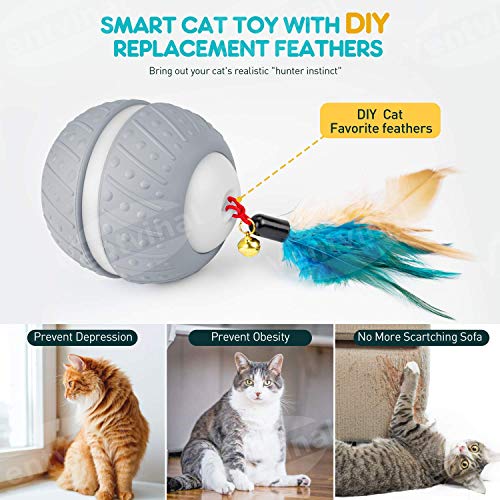 Ventvinal - Juguete para gatos, bola interactiva eléctrica, 2 modos de movimiento, bola de gato con carga USB de la luz LED, bola de inteligencia para gatos, para mascotas, juguete para gatos