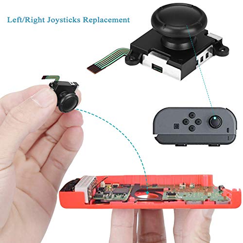 Veperain 2 paquetes de 3D Joysticks Analógicos para Nintendo Switch Joy-Con, con Destornillador Herramientas de Reparación，4 ThumbStick