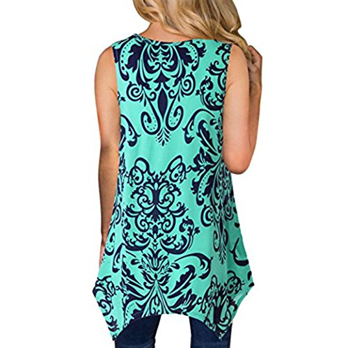 Verano Camisetas De Mujer ? Yesmile Blusa Holgada Asimétrica Ocasional Sin Mangas de Las Mujeres de La Blusa Floja Sin Mangas de Las Mujeres (Verde, XL)