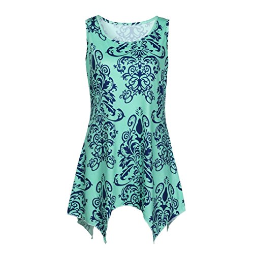 Verano Camisetas De Mujer ? Yesmile Blusa Holgada Asimétrica Ocasional Sin Mangas de Las Mujeres de La Blusa Floja Sin Mangas de Las Mujeres (Verde, XL)