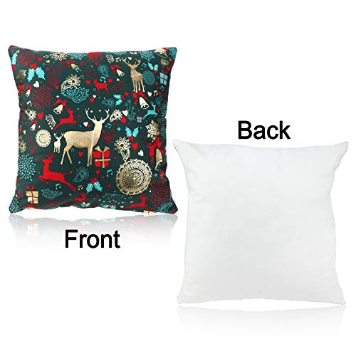 Verde Elegante Cojines Almohadas Fundas de Feliz Navidad Año Nuevo Decorativo para Sofás Cama Taburetes Sillones Salón Decoraciones Accesorios de Navidad, 4 Terciopelo Piel de Melocotón Fundas 45x45cm