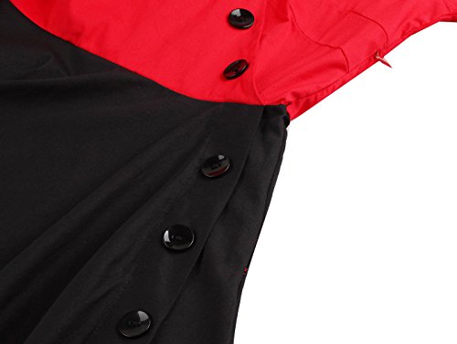 VERNASSA 50s Retro Vestidos, Vintage 3/4 Manga Audrey Retro Cinturón Retro 1950s Partido Cocktail Rockailly Swing Dress, Multicolor, S-4XL