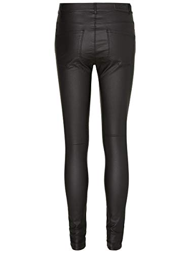 Vero Moda Vmseven NW SS Smooth Coated Pants Noos Pantalones, Negro (Black Detail:Coated), 38 /L30 (Talla del Fabricante: Medium) para Mujer