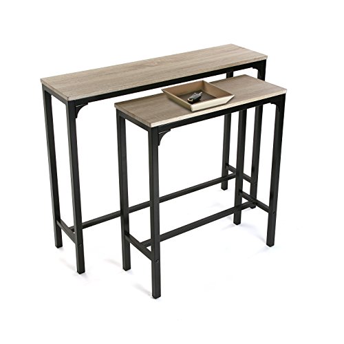 Versa Set 2 Mesas Mueble Recibidor Estrecho para la Entrada o el Pasillo Mesa Consola, Madera y Metal, Marron y Negro, 95x25x80 cm, 2 Unidades