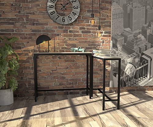 Versa Set 2 Mesas Mueble Recibidor Estrecho para la Entrada o el Pasillo Mesa Consola, Madera y Metal, Marron y Negro, 95x25x80 cm, 2 Unidades