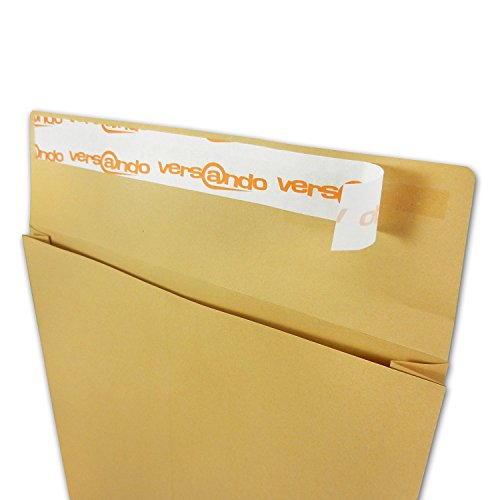 versando - 100 sobres de envío color marrón DIN B4 (250x353 mm) 4 cm solapa de protección