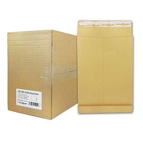 versando - 100 sobres de envío color marrón DIN B4 (250x353 mm) 4 cm solapa de protección