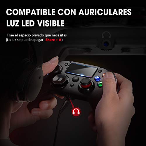 【Versión Nueva】PICTEK Mando PS4 Inalambrico, Diseño Asimétrico para Manos Grandes, Sixaxis/ Sensor Hall/ Doble Vibracion/ Turbo/ Puerto de Audio, para PS4/ PC (Windows XP/7/8/8.1/10) /Android/Steam