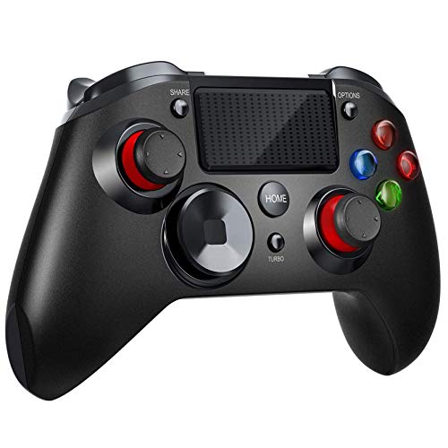 【Versión Nueva】PICTEK Mando PS4 Inalambrico, Diseño Asimétrico para Manos Grandes, Sixaxis/ Sensor Hall/ Doble Vibracion/ Turbo/ Puerto de Audio, para PS4/ PC (Windows XP/7/8/8.1/10) /Android/Steam