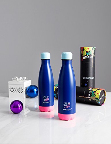 vertast aislado al vacío botella de agua, botella de café de acero inoxidable 17 oz, azul