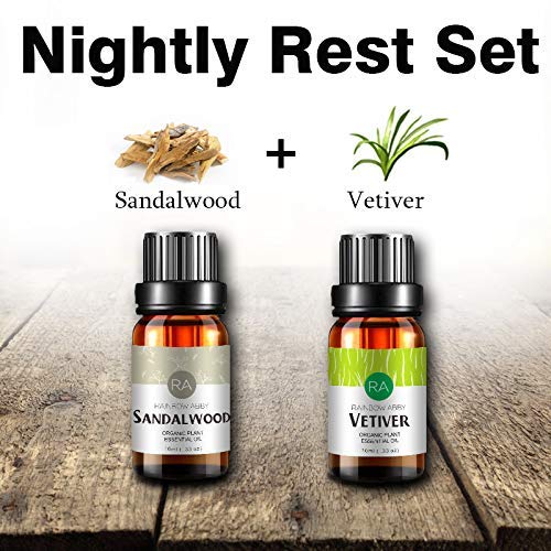Vetiver Sandalwood Essential Oil Set Aromaterapia Aceites orgánicos 100% puros para difusor, masaje, piel- 2 x 10ml