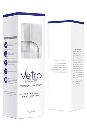Vetro Power Calzado Protección Zapato Spray 100ml | Para ante, Nubuck, Cuero, Tela, Nylon, Sintéticos, Lona y Piel de Oveja Invisible, Inodoro y Ecológico (Paquete de 1)