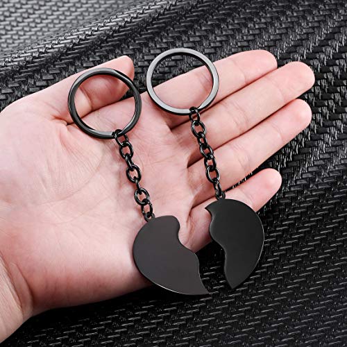 VIBOOS Pareja Personalizada Llavero Relación Regalos Grabado Nombres Fecha Corazón de Acero Inoxidable Llavero Personalizado para Novio Novia Mujeres Hombres Mejor Regalo de Boda de Aniversario