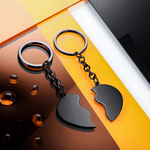 VIBOOS Pareja Personalizada Llavero Relación Regalos Grabado Nombres Fecha Corazón de Acero Inoxidable Llavero Personalizado para Novio Novia Mujeres Hombres Mejor Regalo de Boda de Aniversario