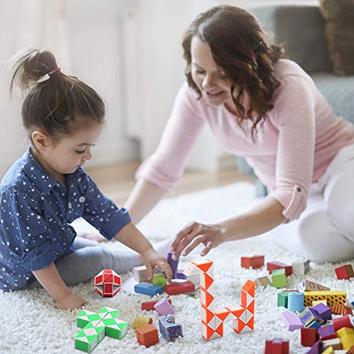 Viccess 24 Piezas Juguetes de Rompecabezas de Serpiente Magic Snake Cube Mini Serpiente para Niños, Favores de Fiesta Materiales de Fiesta,Color al azar