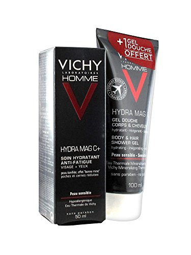 Vichy Homme Hydra Mag C + antifatiga cuidado hidratante 50 ml + Hydra Mag C Gel de ducha cuerpo y cabello 100 ml libre