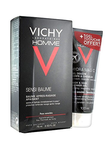 Vichy Homme sensi-balm Bálsamo de after-shaving 75 ml + Hydra Mag C Gel de ducha cuerpo y cabello 100 ml libre