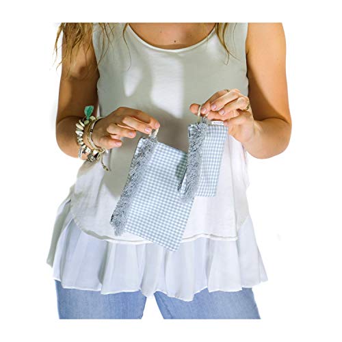 Vichy Neceser, Bolso mano Tela loneta Azul turquesa con cremallera + Mascarilla a conjuntor