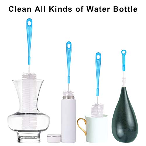 Vicloon Cepillo de Botellas, 8 Pcs Azul Cepillo de Limpieza Botella con Cerdas de Nylon, Cepillo de Tubo de Pajitas para Botellas de Cristal Deportes Botellas de Agua Tetera El Teclado de Ordenador