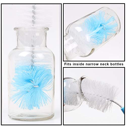 Vicloon Cepillo de Botellas, 8 Pcs Azul Cepillo de Limpieza Botella con Cerdas de Nylon, Cepillo de Tubo de Pajitas para Botellas de Cristal Deportes Botellas de Agua Tetera El Teclado de Ordenador