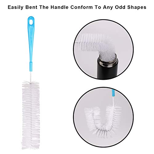Vicloon Cepillo de Botellas, 8 Pcs Azul Cepillo de Limpieza Botella con Cerdas de Nylon, Cepillo de Tubo de Pajitas para Botellas de Cristal Deportes Botellas de Agua Tetera El Teclado de Ordenador
