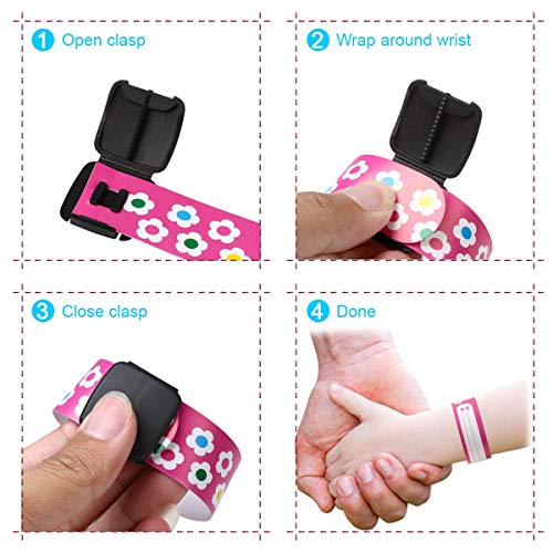 Vicloon Pulsera Identificativa Niños + Marcador, 8 piezas Pulsera Seguridad Anti perdida Pulsera de Emergencia Impermeable Reutilizable para Niños Niñas Bebé