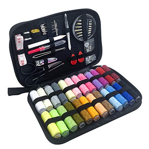 VICTARVOS Kit De costura, Costurero De Coser Accesorios Kit costura de Accesorios para Hogar, Principiantes, Adultos, Costurero con funda de transporte (negro)