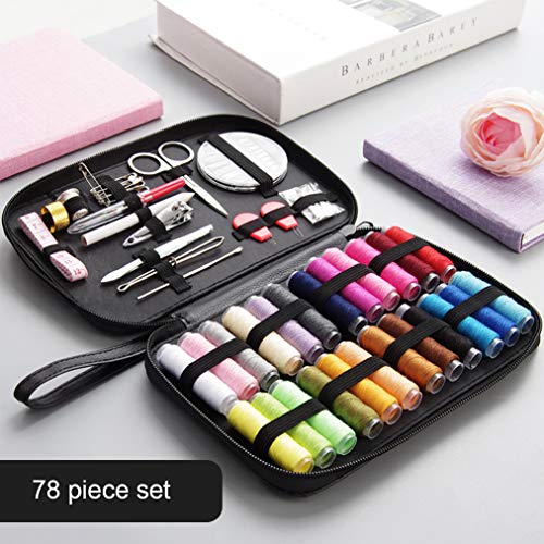 VICTARVOS Kit De costura, Costurero De Coser Accesorios Kit costura de Accesorios para Hogar, Principiantes, Adultos, Costurero con funda de transporte (negro)