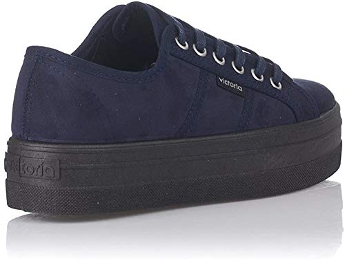 Victoria Zapatillas 09205 - Blucher Antelina Plataforma Marino, Color Marino, Talla 36