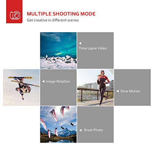 Victure AC900 Cámara Deportiva 4K 20MP Wi-Fi (Pantalla Táctil EIS Cámara Acción Impermeable 30M Amplio Angulo Ajustable Lapso de Tiempo Camara Lenta 2×1350mAh Baterías)