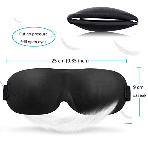 Viedouce Antifaz para Dormir,Máscara de Ojos 3D,Máscara para Dormir con Ajustable Correa,Antifaces para Ojos,Cómodo Transpirable y Compacta Para Dormir en el Avión, Coche y Tren(3D-Negro)