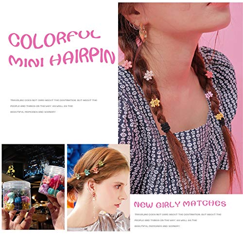 Viesap 100 Piezas De Mini Clips De Pelo Agarre De Pelo De Plástico Con Caja Clips De Cabello Pequeños Mini Pinzas De Pelo De Plástico Para Niñas Y Mujeres Grip Clip De Forma Animal Flor,Vistoso.