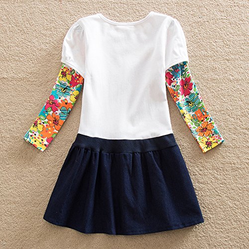 VIKITA Vestido Dibujos Floral Manga Larga Algodón Casual Niñas LH5926 6T