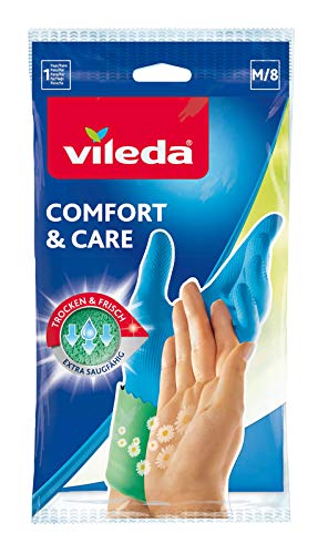 Vileda Comfort and Care - Guantes de goma con loción de manzanilla (talla M, 1 par)