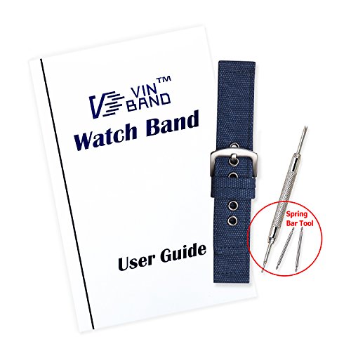 Vinband Correa Reloj Calidad Alta Lienzo Correa Relojes Militar del ejército Camuflaje - 18mm, 20mm, 22mm, 24mm Correa Reloj con Espesar Hebilla de Acero Inoxidable (22mm, Azul Marino)