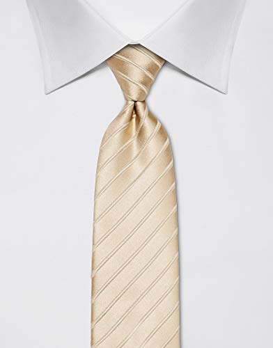 Vincenzo Boretti Corbata de hombre en seda pura, tono sobre tono, de rayas color crudo