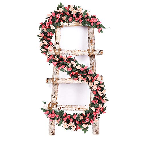 VINFUTUR Guirnalda de Rosas Artificiales 2.5×5pcs, Flores Guirnalda Artificial Vid de Rosas Falsas Colgante Plantas con Hiedra para Decoración Jardín Boda Balcón Exterior Interior