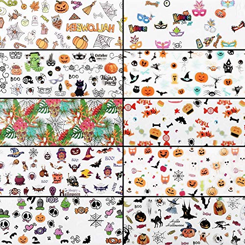 VINFUTUR Nail Art Foil, 20 Rollos Pegatinas Uñas Decorativas Halloween y Navidad Nail Art Transfer Foil Nail Stickers Láminas para Manicuras Diseños DIY Uñas