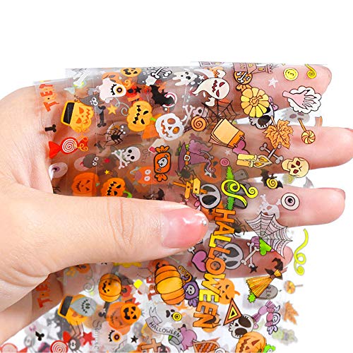 VINFUTUR Nail Art Foil, 20 Rollos Pegatinas Uñas Decorativas Halloween y Navidad Nail Art Transfer Foil Nail Stickers Láminas para Manicuras Diseños DIY Uñas