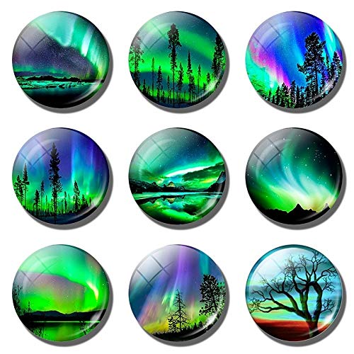 Vinilo frigorifico 9pc Aurora Boreal imanes de Nevera Brillan en la Oscuridad Nevera Luminoso imán imán Recuerdo Notas Adhesivas decoración del hogar