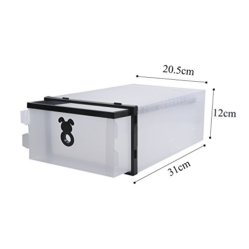 Vinteky® 10x Cajas Almacenaje plegable de plástico Zapatero DIY Cajón Organizador Transparente envase de la caja para zapatos Apilable Plegable Contenedor y Organizador para ropa,juguete,libro